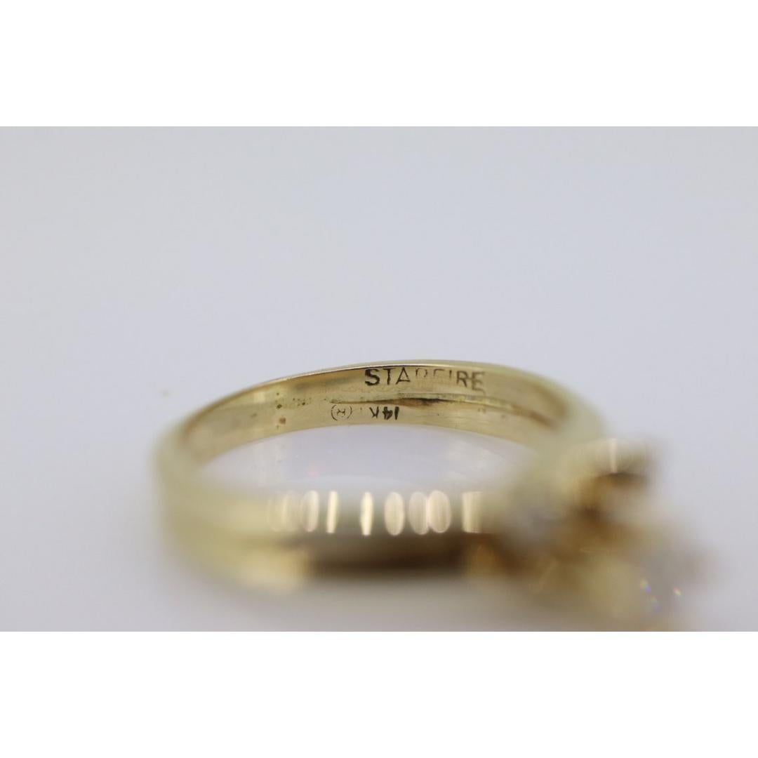 14k Bypass Diamond Solitaire Double Ring. 14k STARFIRE Solitaire Wedding In Good Condition For Sale In Port Charlotte, FL