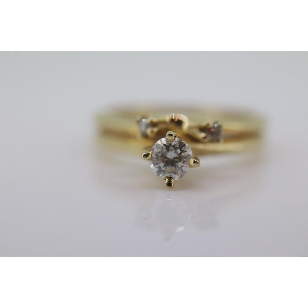 14k Bypass Diamond Solitaire Double Ring. 14k STARFIRE Solitaire Wedding For Sale 1
