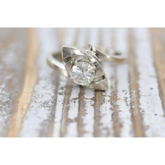 14K Bypass Diamond Solitaire Ring. Total 0.48ct Diamond Solitaire. Stacked.
