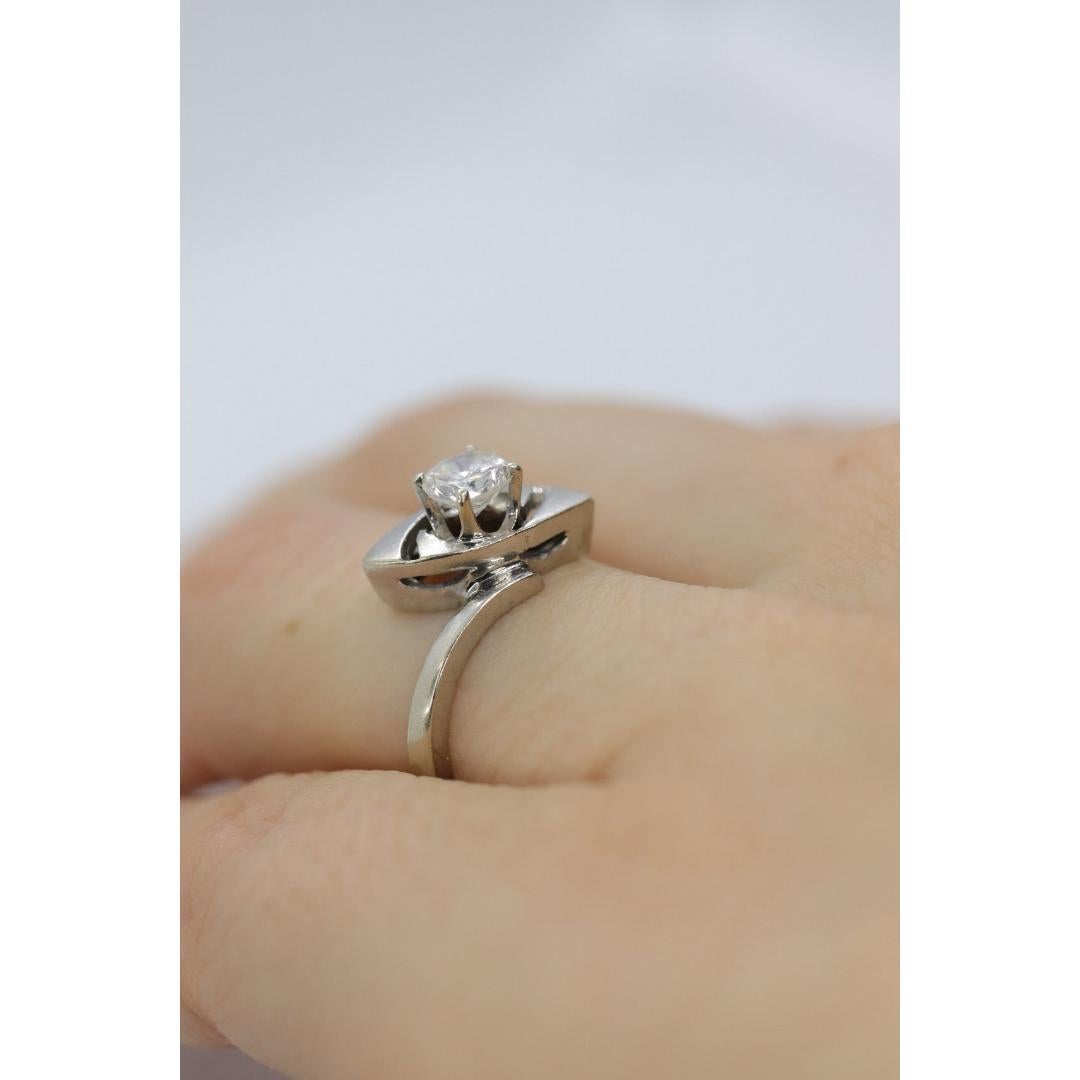 14K Bypass-Diamant Solitär-Ring. Gesamt 0,48 Karat Diamant Solitär. Gestapelt. im Zustand „Gut“ im Angebot in Port Charlotte, FL