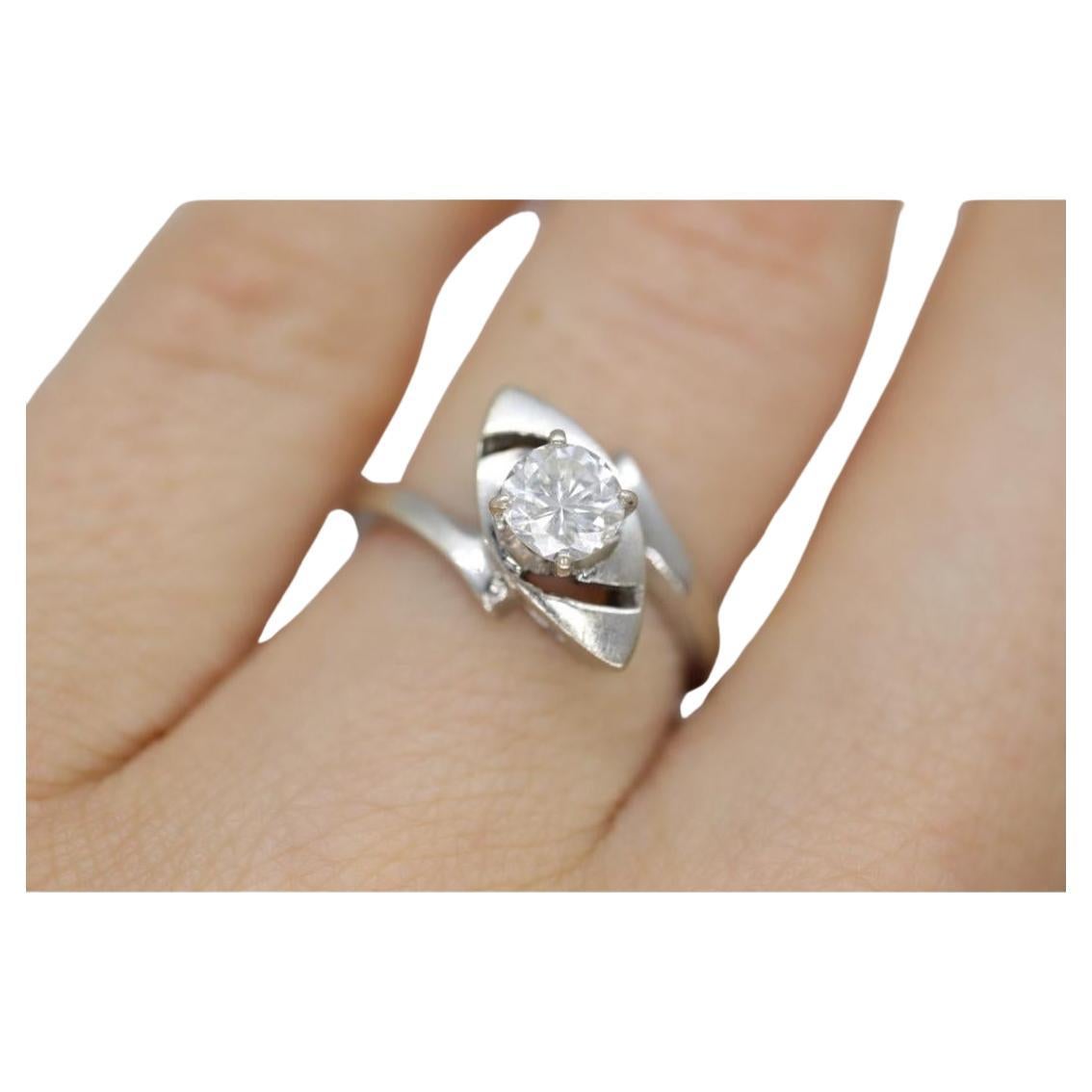 14K Bypass Diamond Solitaire Ring. Total 0.48ct Diamond Solitaire. Stacked.