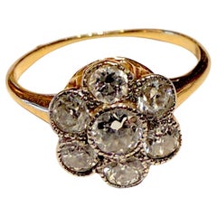 14K c 1940 diamond flower cluster ring