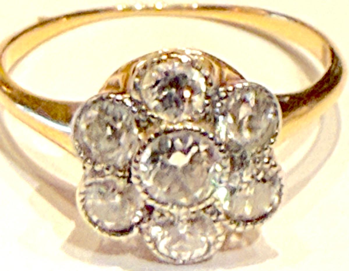 14K c 1940 diamond flower cluster ring In Excellent Condition For Sale In Baltimore, MD