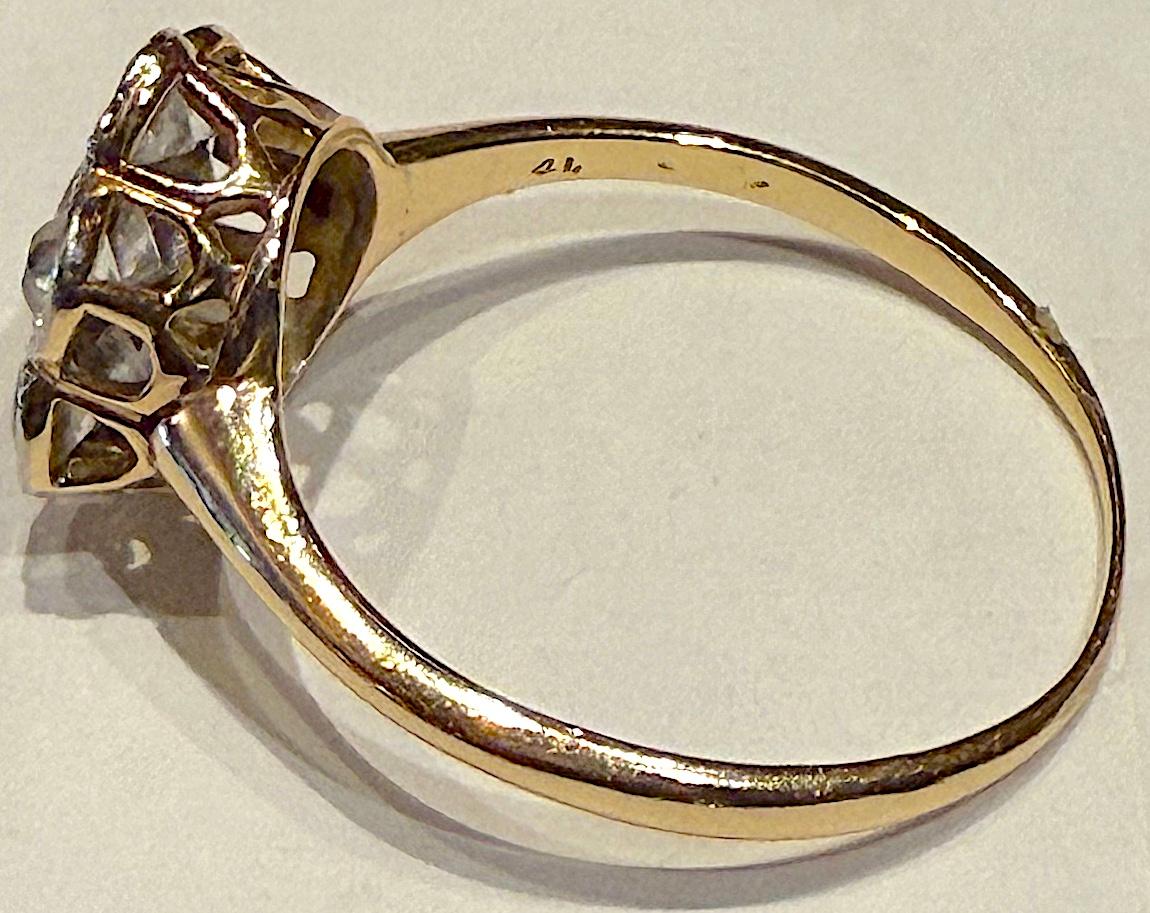 14K c 1940 diamond flower cluster ring For Sale 3