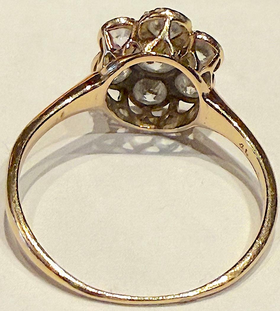 14K c 1940 diamond flower cluster ring For Sale 4