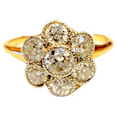 14K c 1940 diamond flower cluster ring