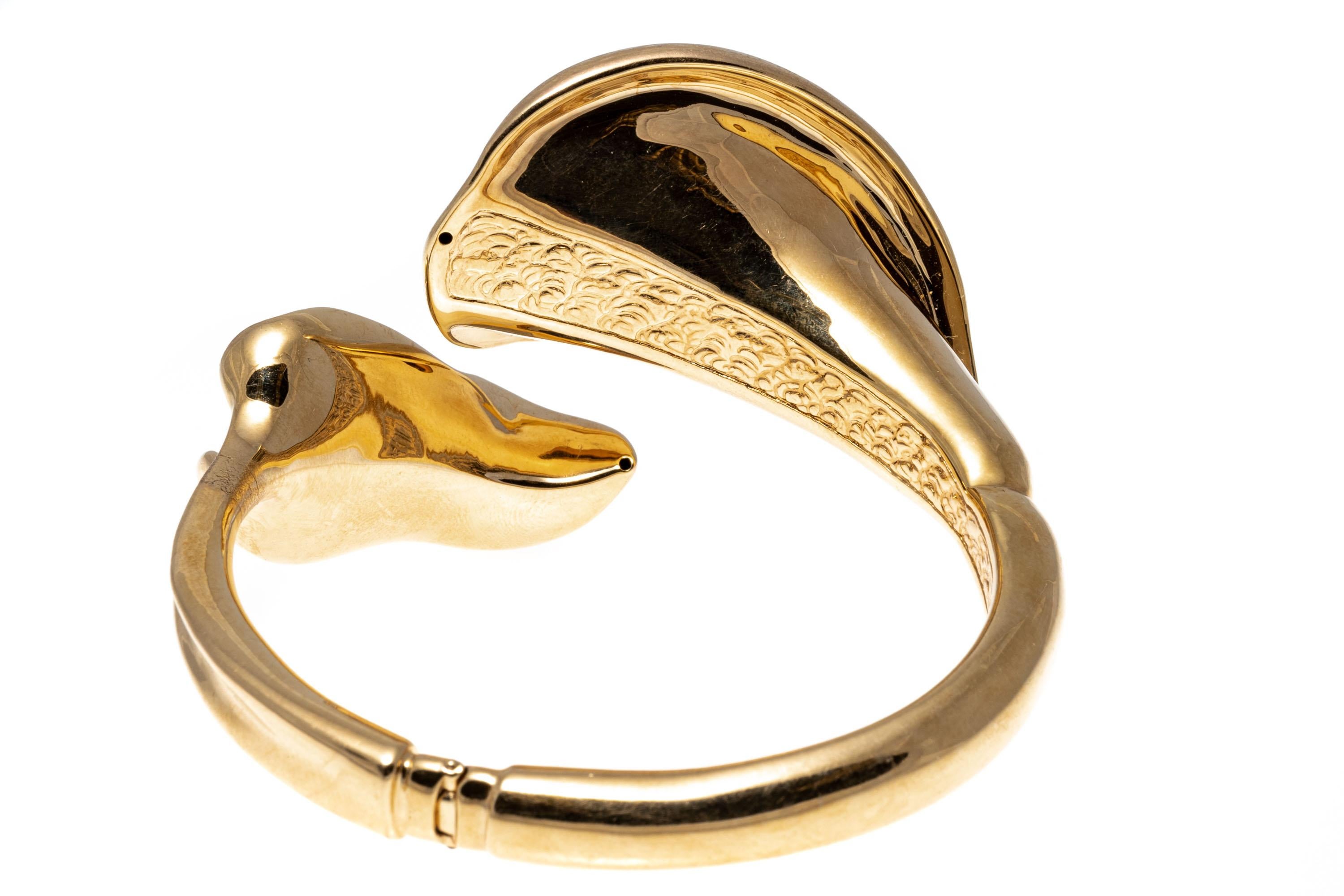 14K Yellow Gold Calla Lily Form Hinged Cuff Bracelet 2