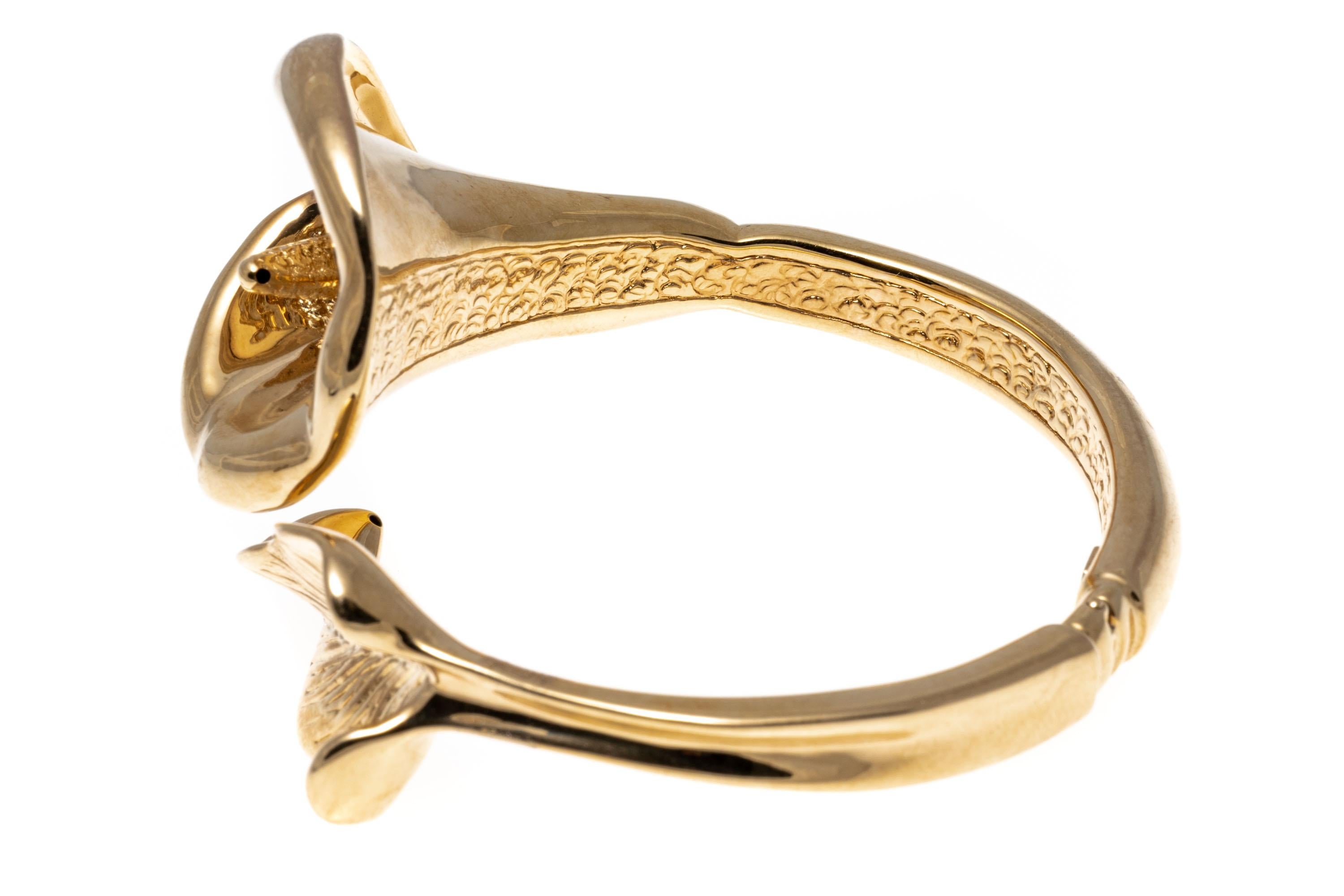 Women's 14K Yellow Gold Calla Lily Form Hinged Cuff Bracelet