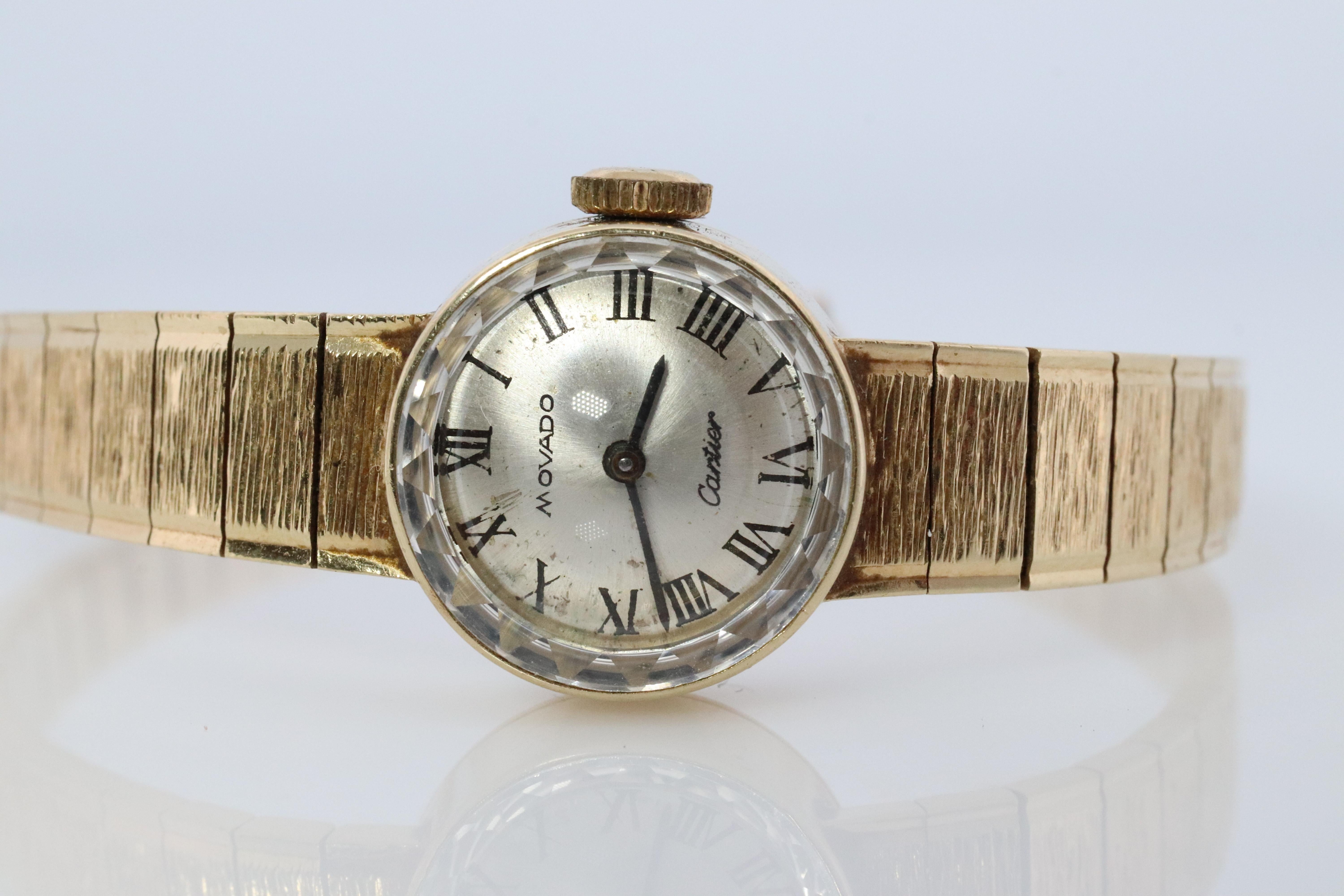 Montre mécanique 14k CARTIER x Movado. Montre Cartier pour dames, 14k YG. en vente 2