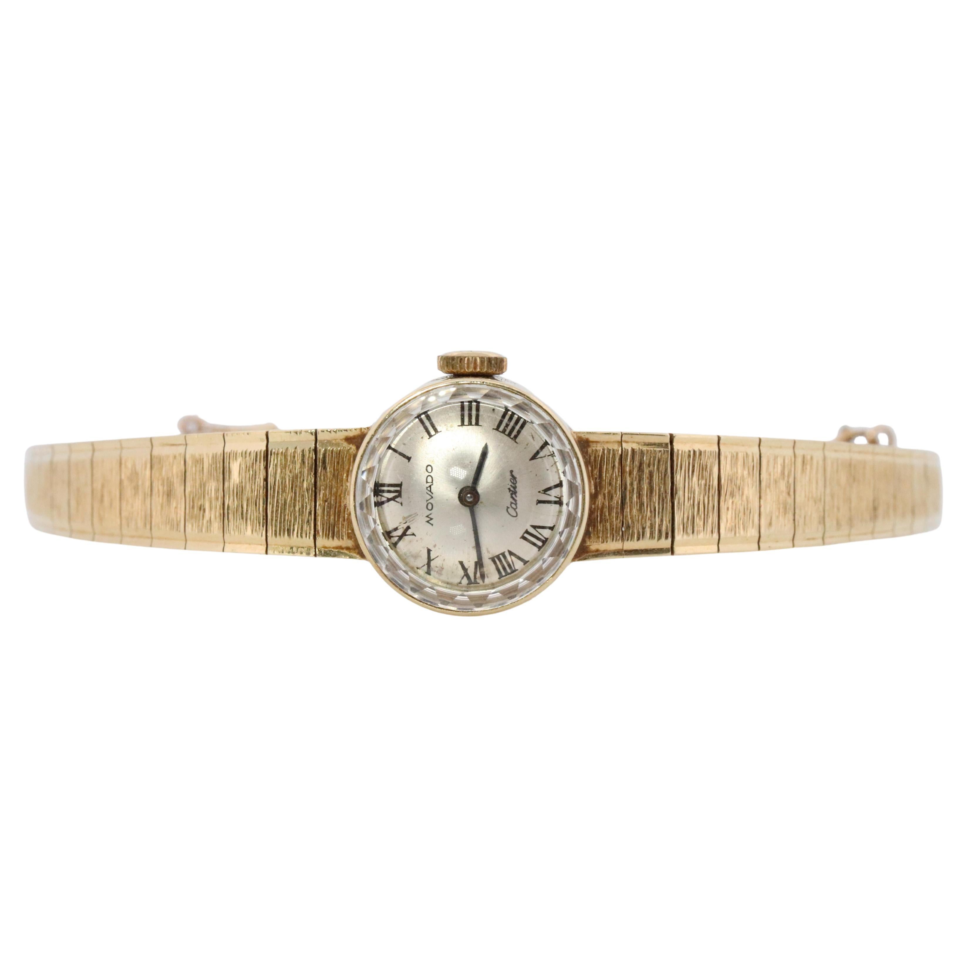 Montre mécanique 14k CARTIER x Movado. Montre Cartier pour dames, 14k YG. en vente