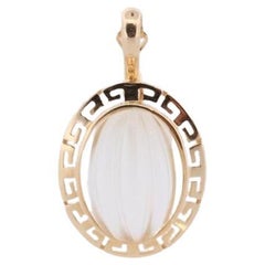 Pendentif sculpté 14k. Pendentif citrouille sculptée en quartz blanc transparent. Grandes sculptures
