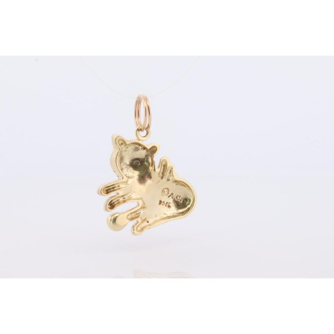 Ciondolo a forma di gatto in 14k. Gattino smaltato e colorato con ciondolo a forma di perla. in vendita 3