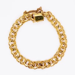14k Charm Bracelet, 14K Yellow Gold, Handmade Estate, Link Bracelet, Heart Clasp
