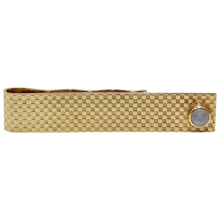 Gucci Vintage Gold and Silver Metal Knot GG Logo Tie Clip Bar at 1stDibs