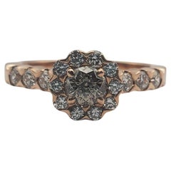 14K Chocolate Round Diamond Halo Rose Gold Engagement Ring