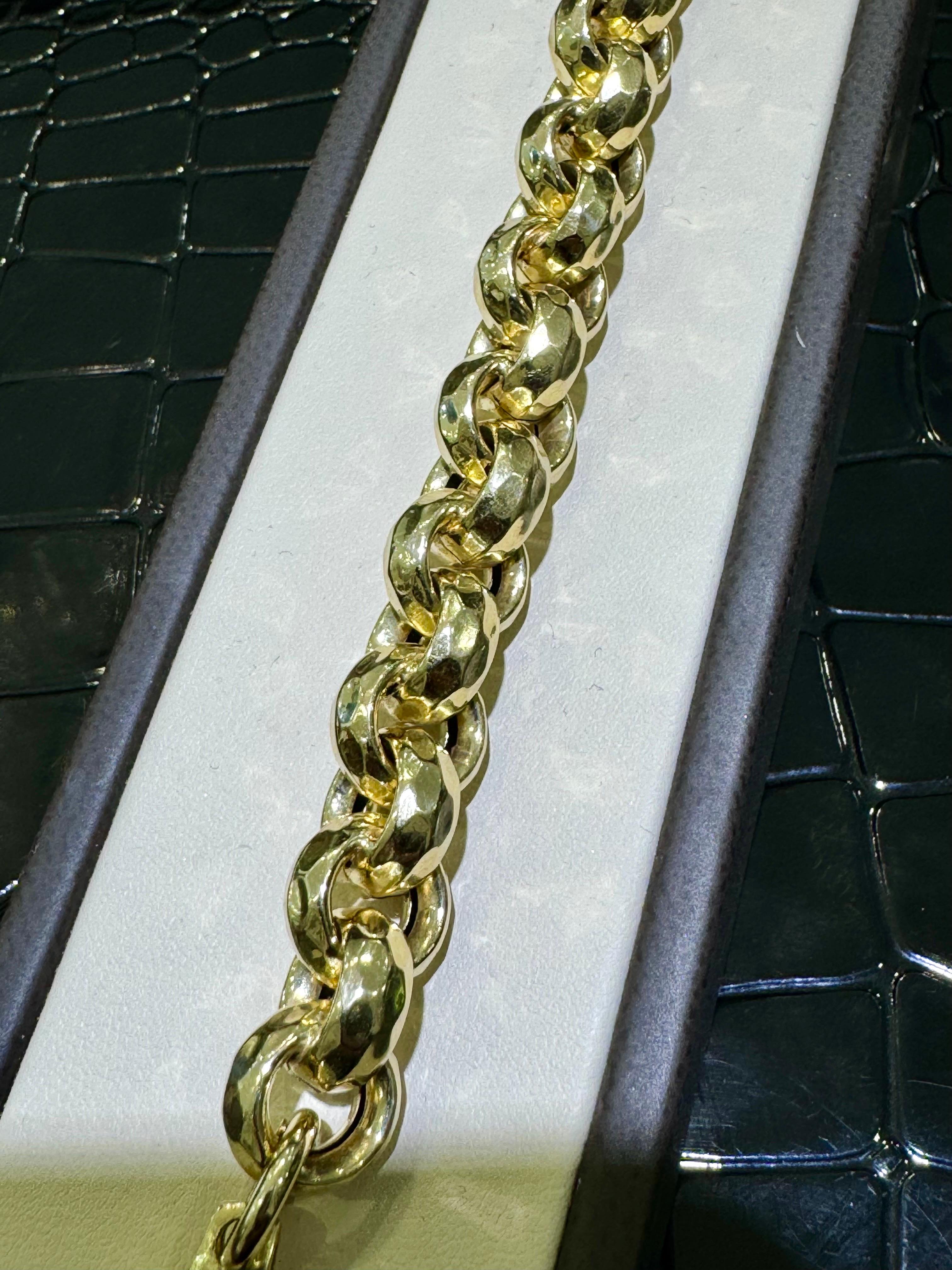 Art Deco 14k Chunky Round Link Bracelet In 14k For Sale