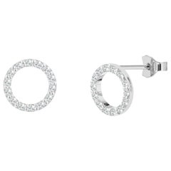 14k Circle Diamond Stud Earrings Round Diamond Studs