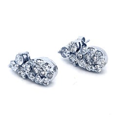 2.16 Ct 14 Karat Cluster Oval Earrings
