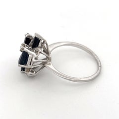 14K Cluster Style Ring with Sapphires and Diamonds