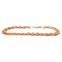 14k Coil Weave Bracelet. Yellow gold Love Knot Weave Round Link Chain Bracelet.