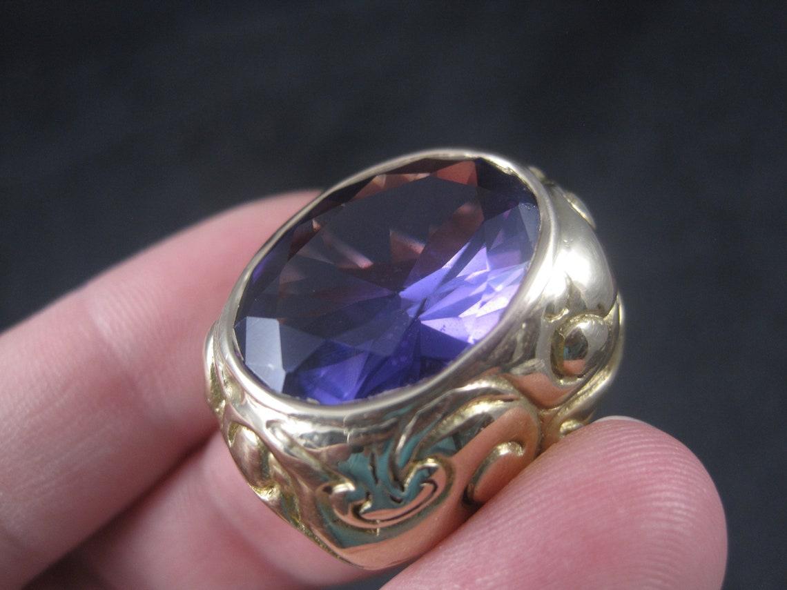 Huge 14K Color Change Sapphire Alexandrite Ring Size 8 One of a Kind For Sale 5