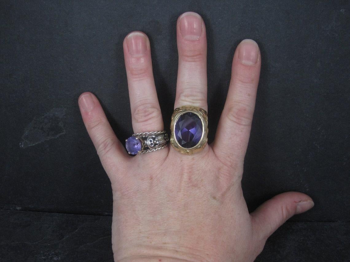 Arts and Crafts Huge 14K Color Change Sapphire Alexandrite Ring Size 8 One of a Kind For Sale