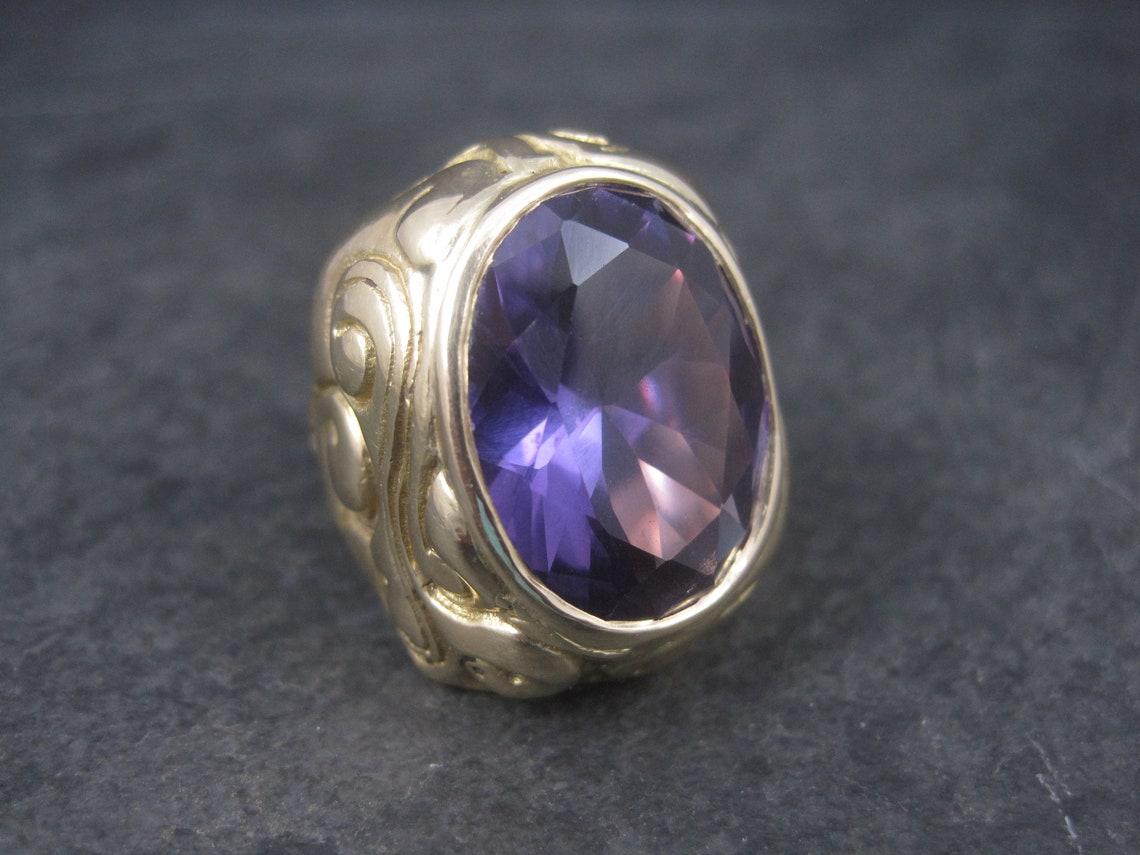 Huge 14K Color Change Sapphire Alexandrite Ring Size 8 One of a Kind For Sale 2