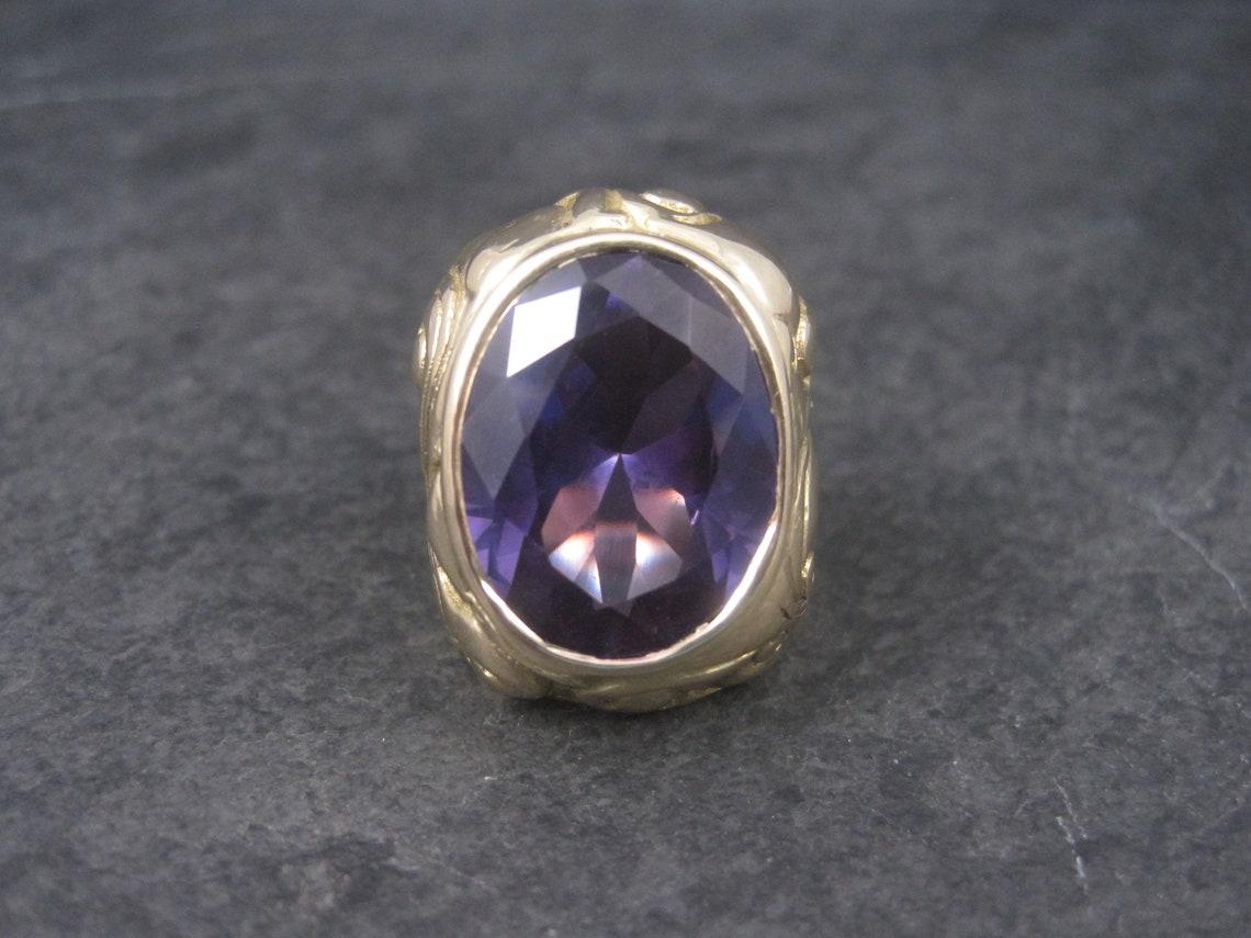 Huge 14K Color Change Sapphire Alexandrite Ring Size 8 One of a Kind For Sale 2