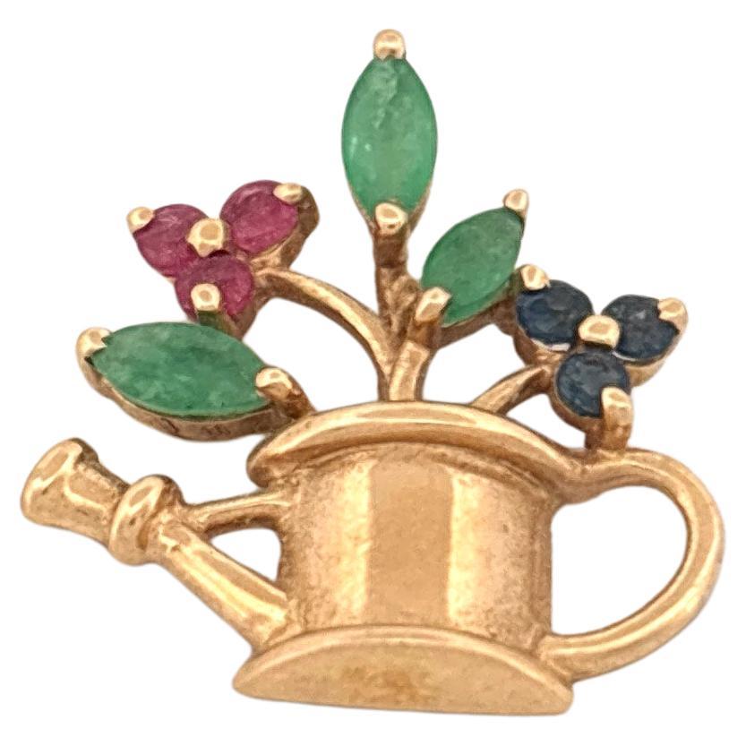 14K Colored Stone Watering Can Charm For Sale