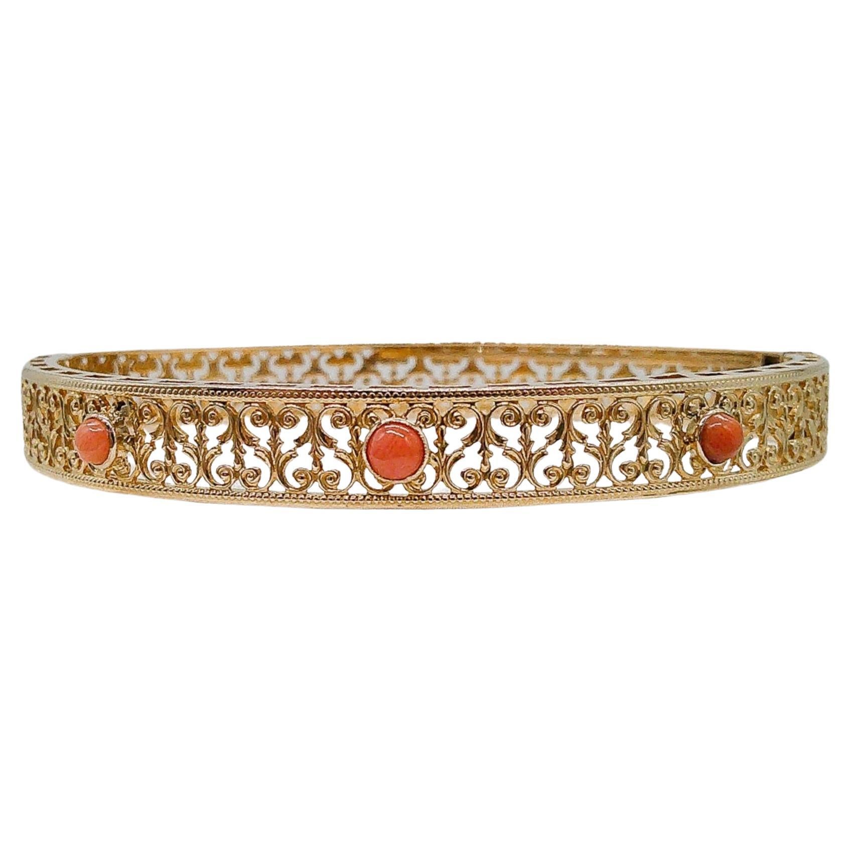 14k Contemporary Coral Bangle For Sale