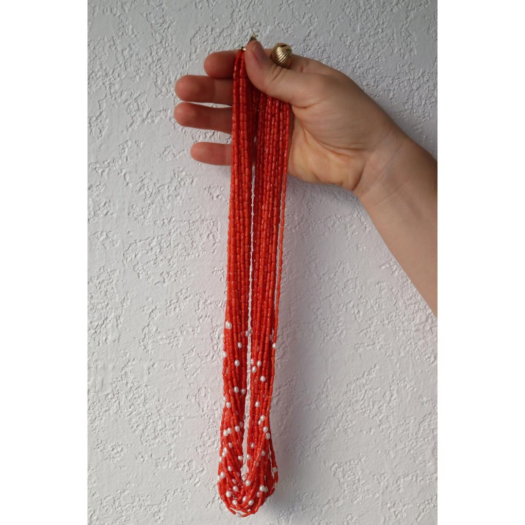14k Koralle Perlen Perlenkette Halskette. Multi-Strand Liquid Coral Perlen. Hohe Qualität im Angebot 2