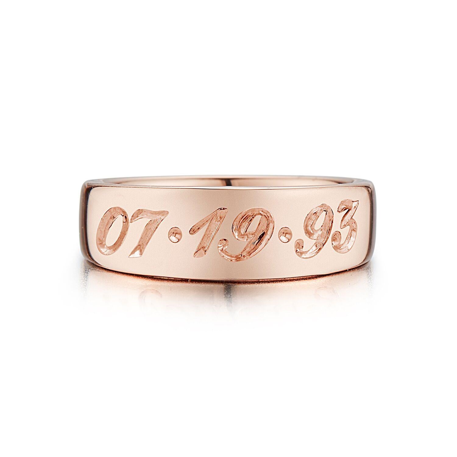 Contemporary 14 Karat Custom Engraved Pink Ring For Sale