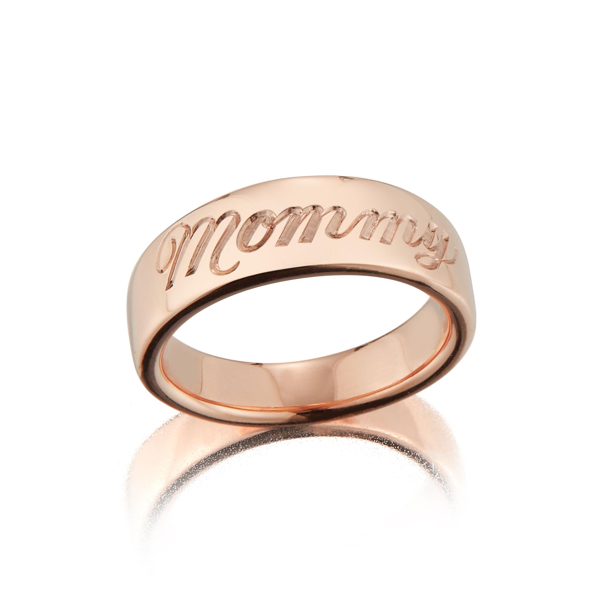 14 Karat Custom Engraved Pink Ring In New Condition For Sale In New York, NY