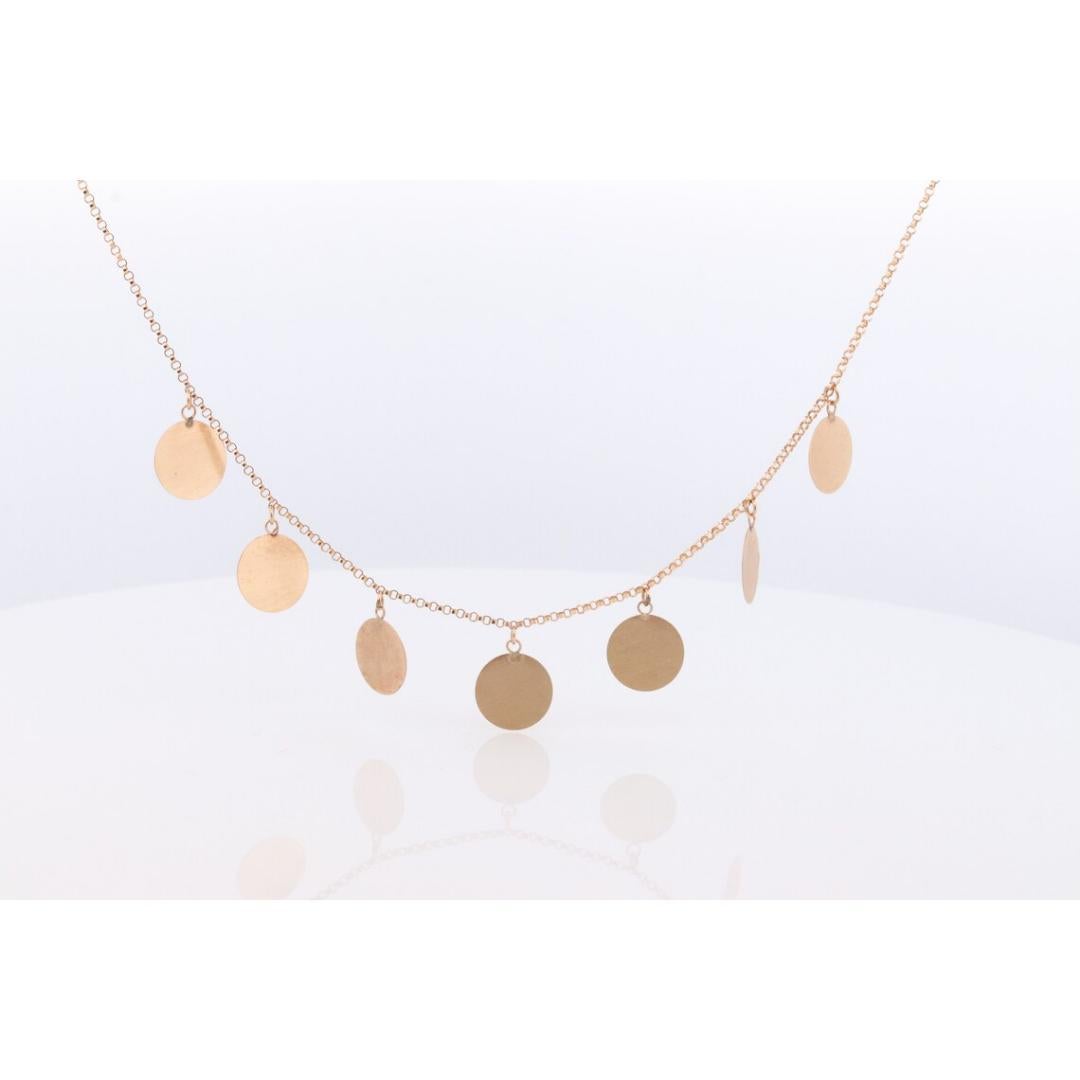 Collier à breloques pendantes 14k. Collier pendentif médaillon en pièces de monnaie 14k. Ronde Pour femmes en vente
