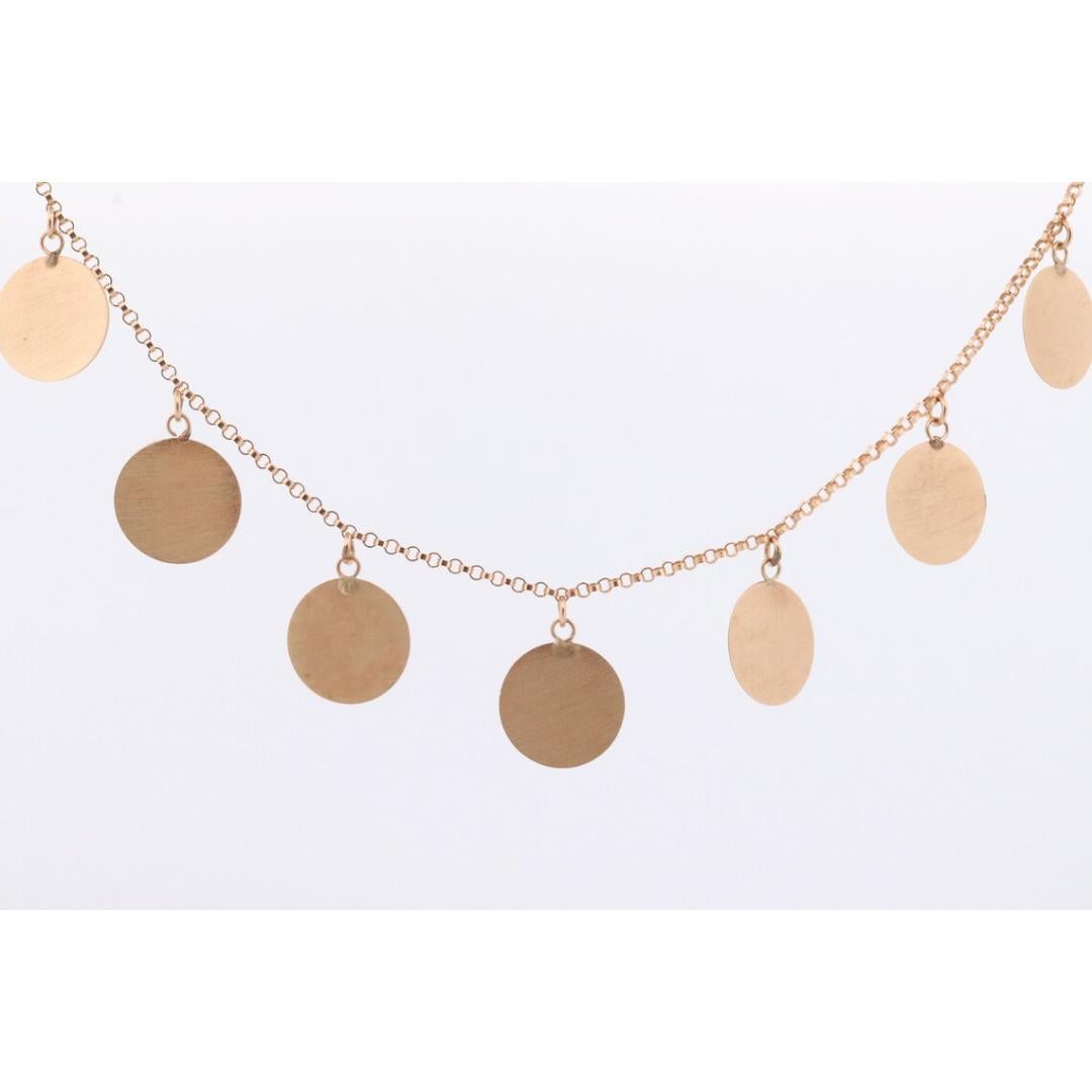 Collier à breloques pendantes 14k. Collier pendentif médaillon en pièces de monnaie 14k. Ronde en vente 1