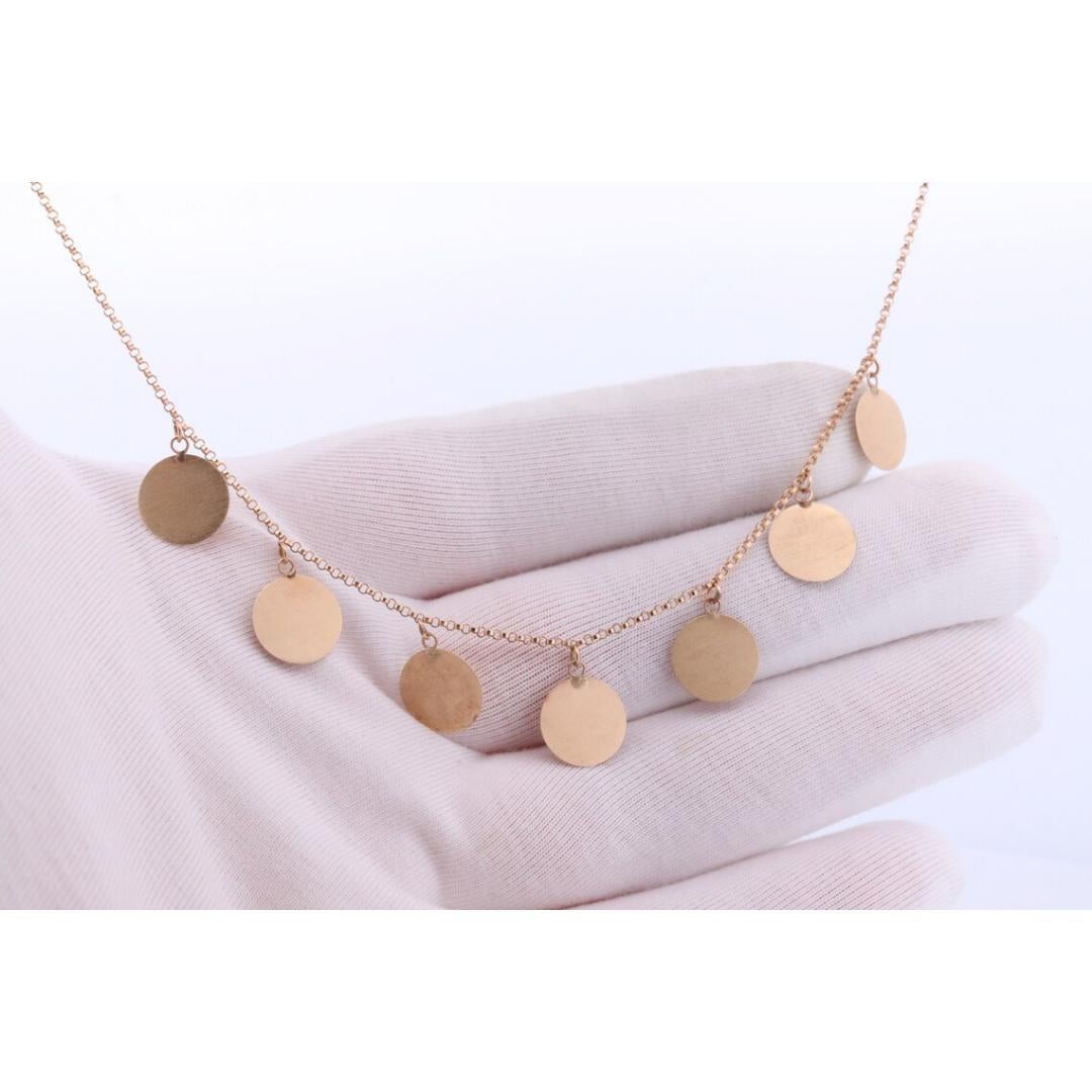 Collier à breloques pendantes 14k. Collier pendentif médaillon en pièces de monnaie 14k. Ronde en vente 2