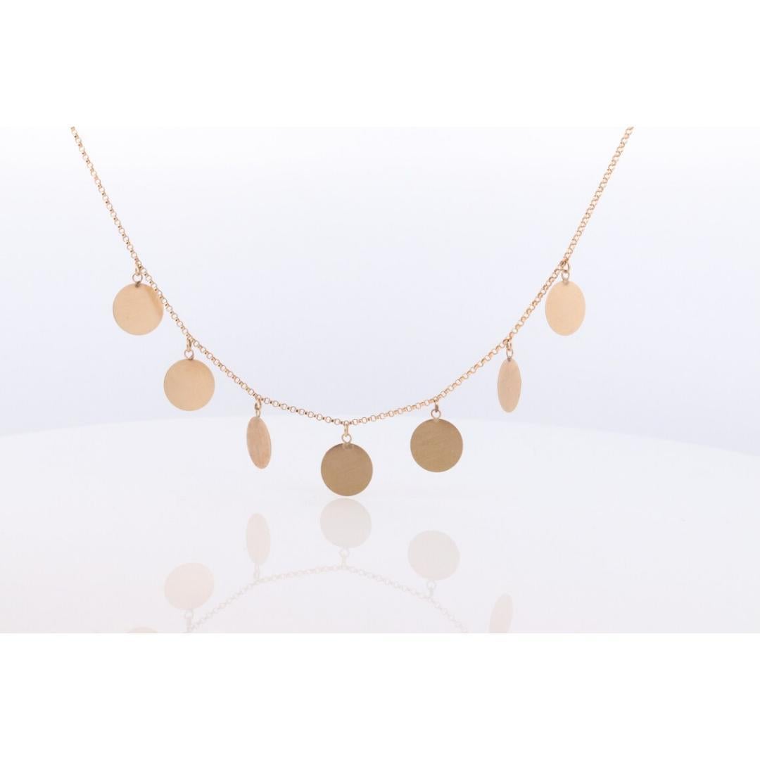 Collier à breloques pendantes 14k. Collier pendentif médaillon en pièces de monnaie 14k. Ronde en vente 4