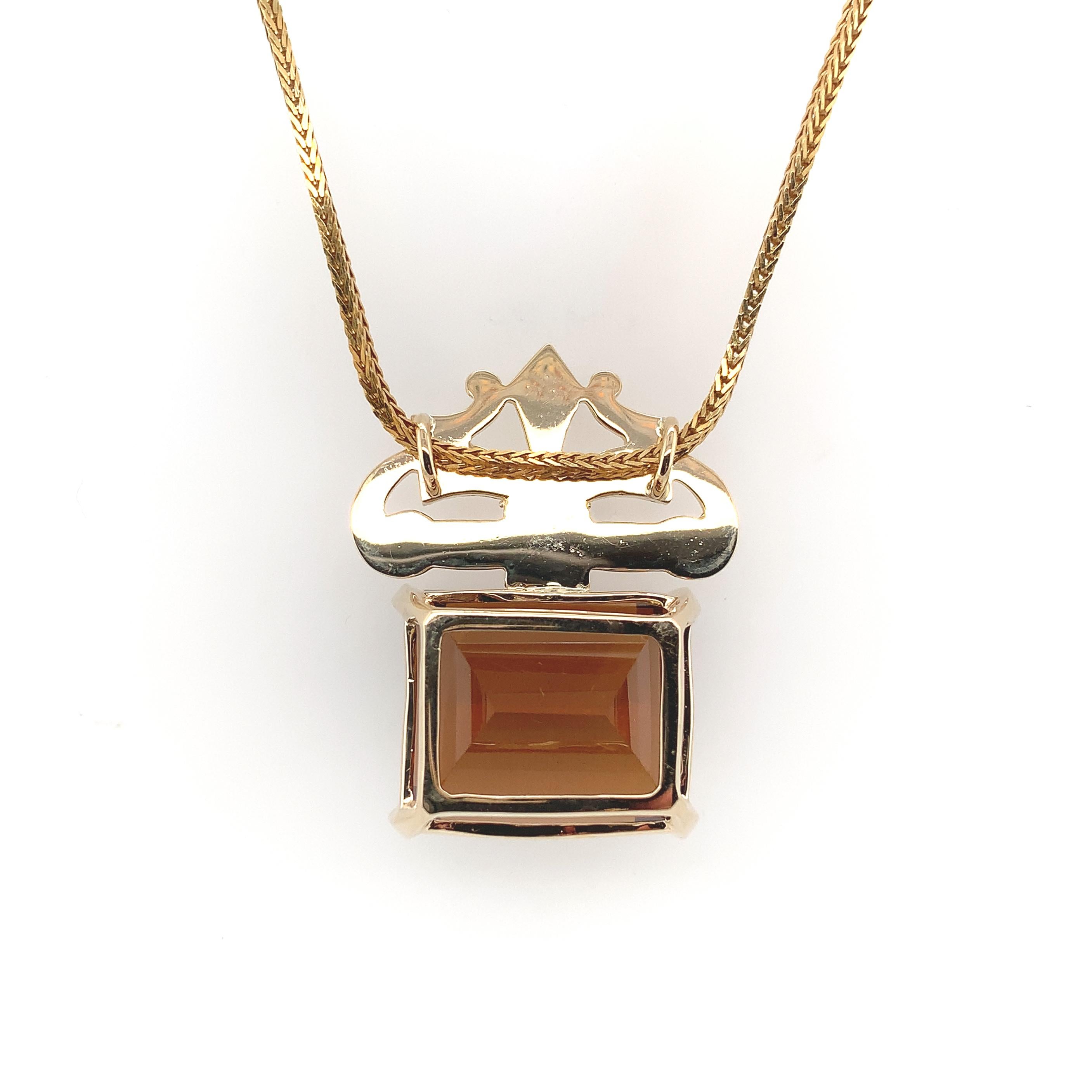 Collana in stile Deco 14K Grande 43ct Madeira Citrino colore Cognac In condizioni buone in vendita a Big Bend, WI