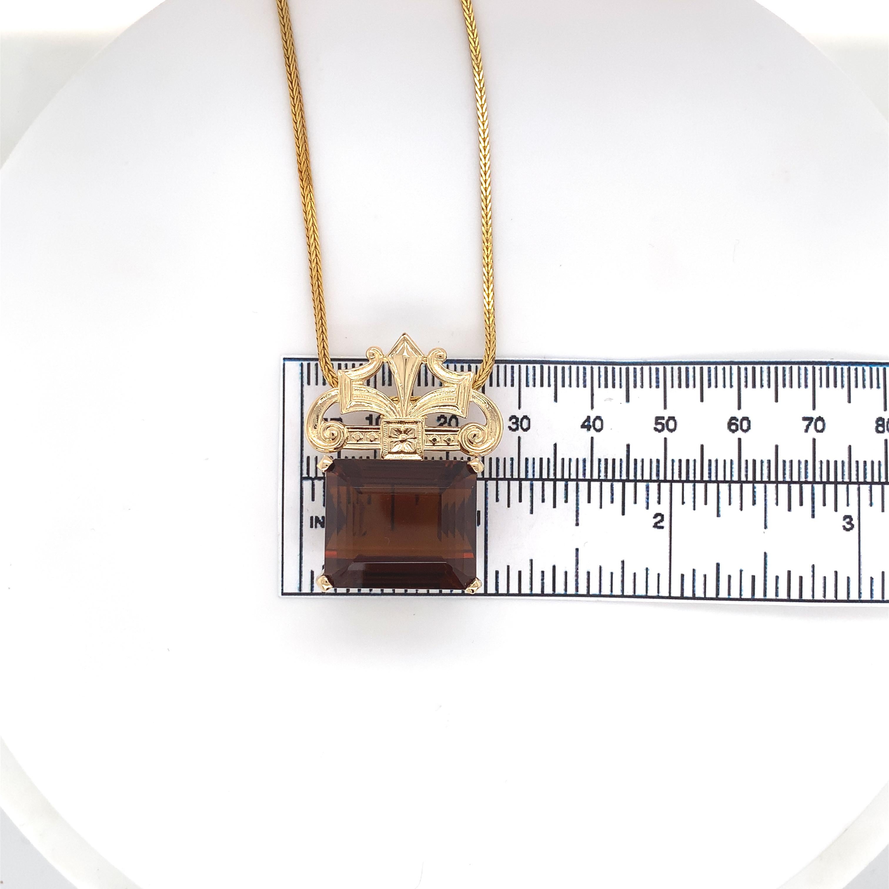 Collana in stile Deco 14K Grande 43ct Madeira Citrino colore Cognac in vendita 4