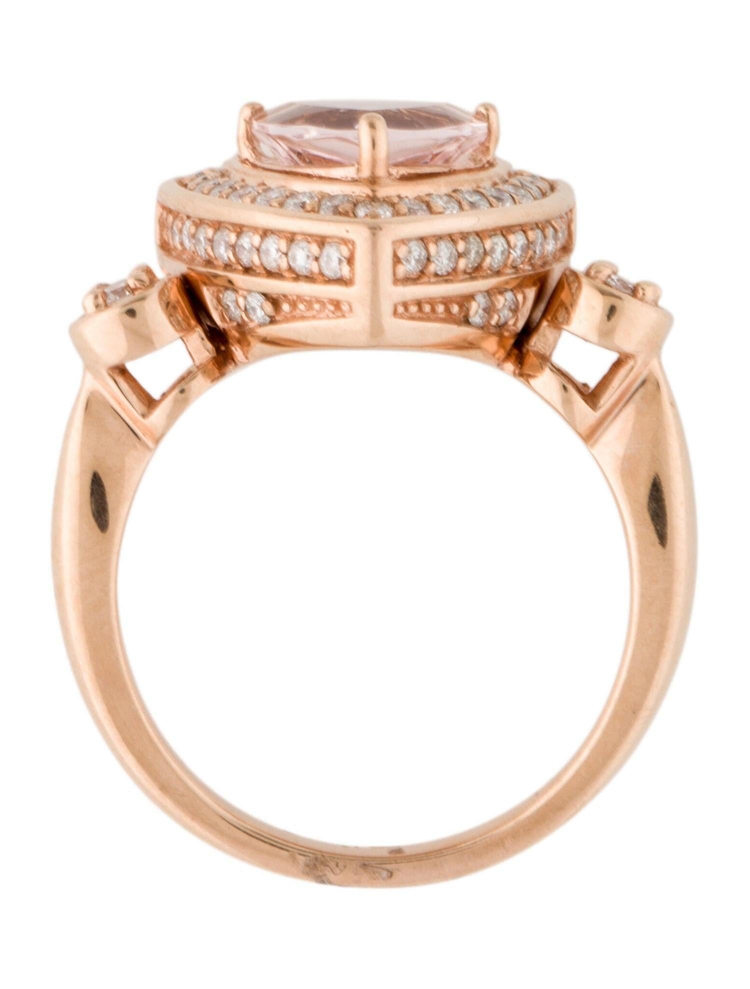 Women's or Men's 14k Diamond & 1.29ct Morganite Trillion Cut Cocktail Ring For Sale