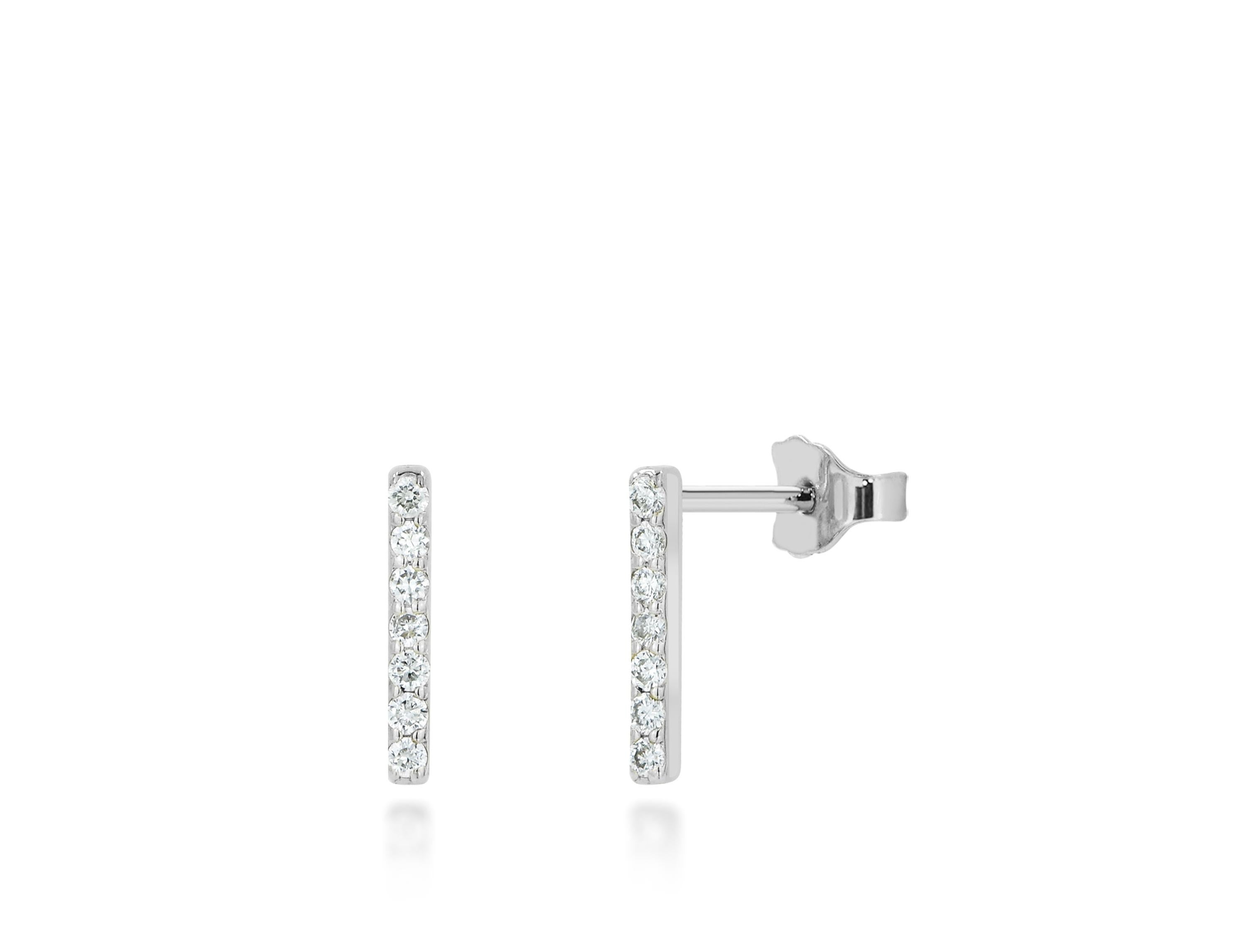 14K Diamant-Bar-Ohrstecker, 14 Teile, minimalistisch, jeden Tag (Moderne) im Angebot