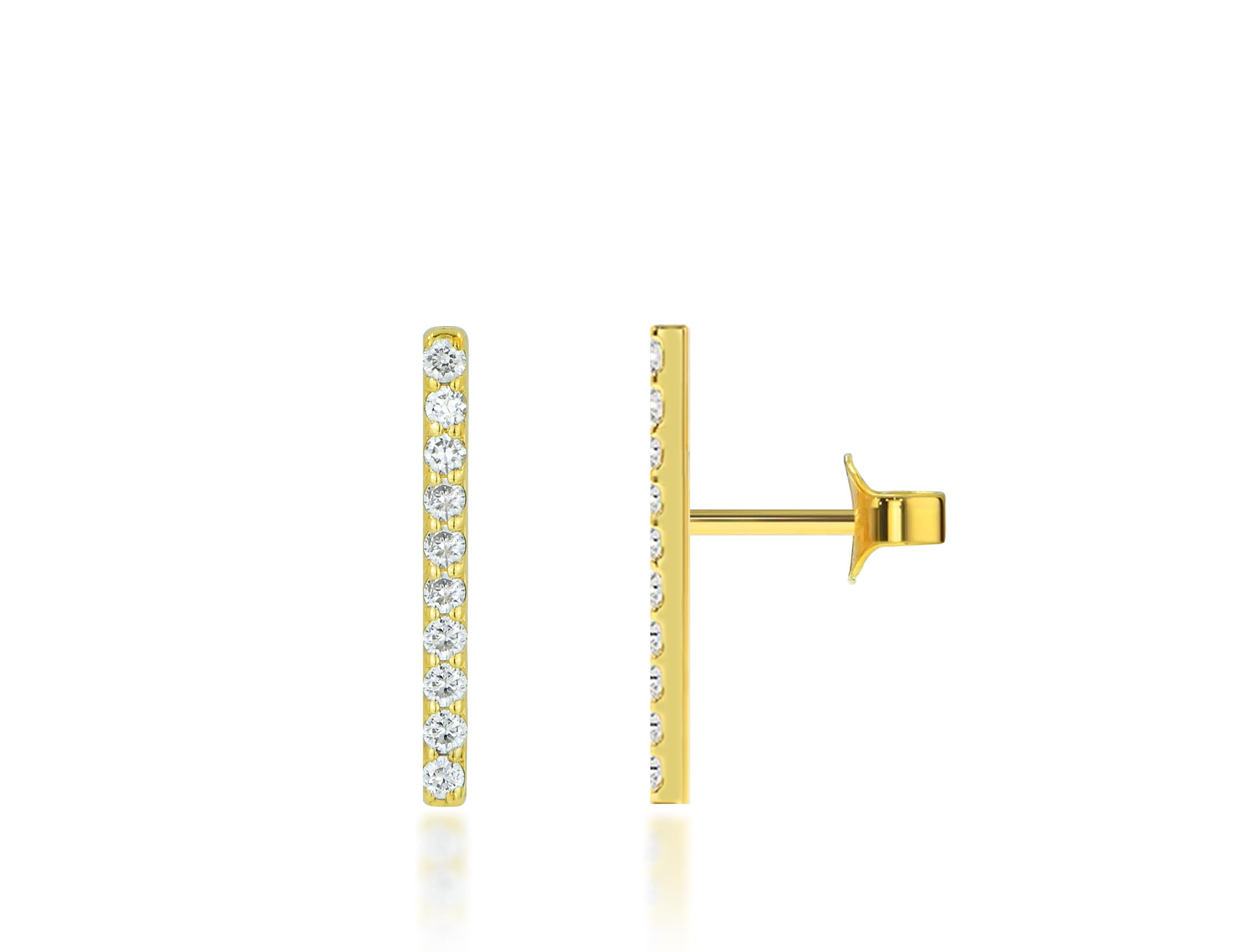 Modern 14K Diamond 20 Pcs Diamond Bar Earrings Dainty Bar Earring Long For Sale