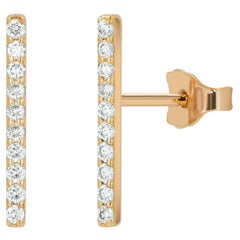 14K Diamond 20 Pcs Diamond Bar Earrings Dainty Bar Earring Long