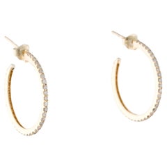 14K Diamond 3/4 Hoop Earrings
