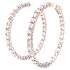 14K Diamond 9 Carat in / Out Hoop White Gold