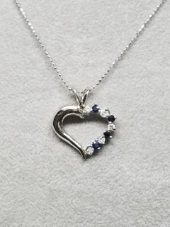 14 Karat Diamond and Sapphire Heart