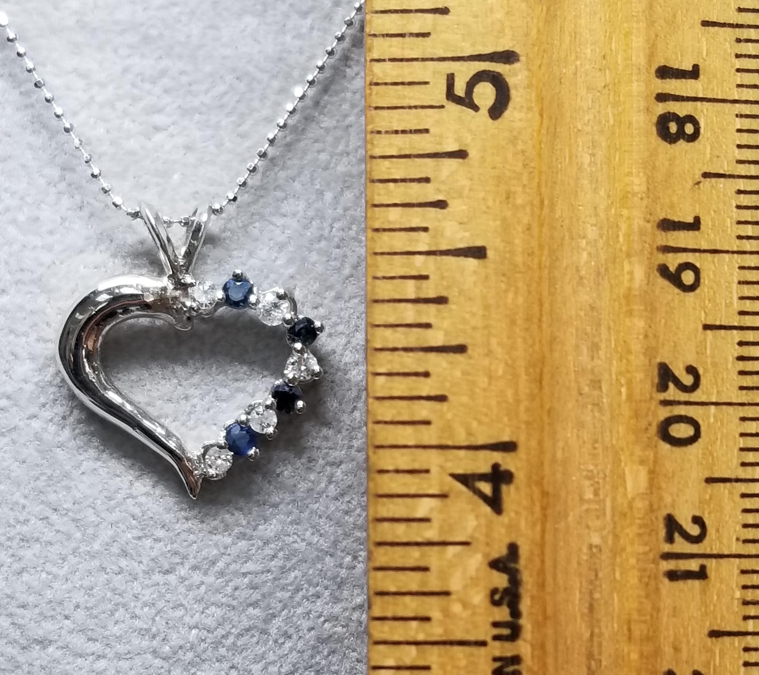 Women's or Men's 14 Karat Diamond and Sapphire Heart For Sale