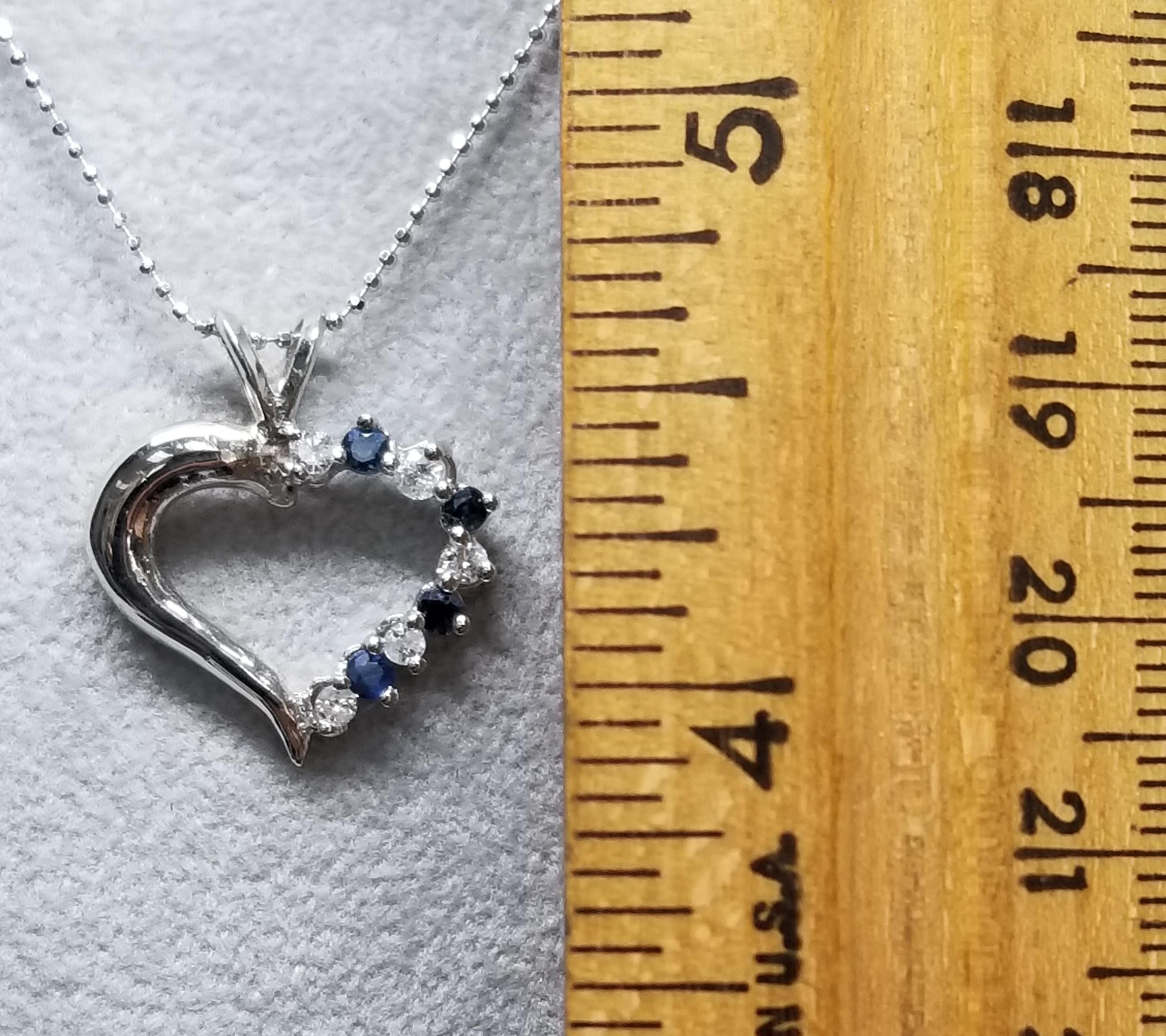 da uomo o donna Cuore in diamanti e zaffiri 14 carati in vendita