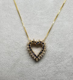 14 Karat Diamond and Sapphire Heart Pendant
