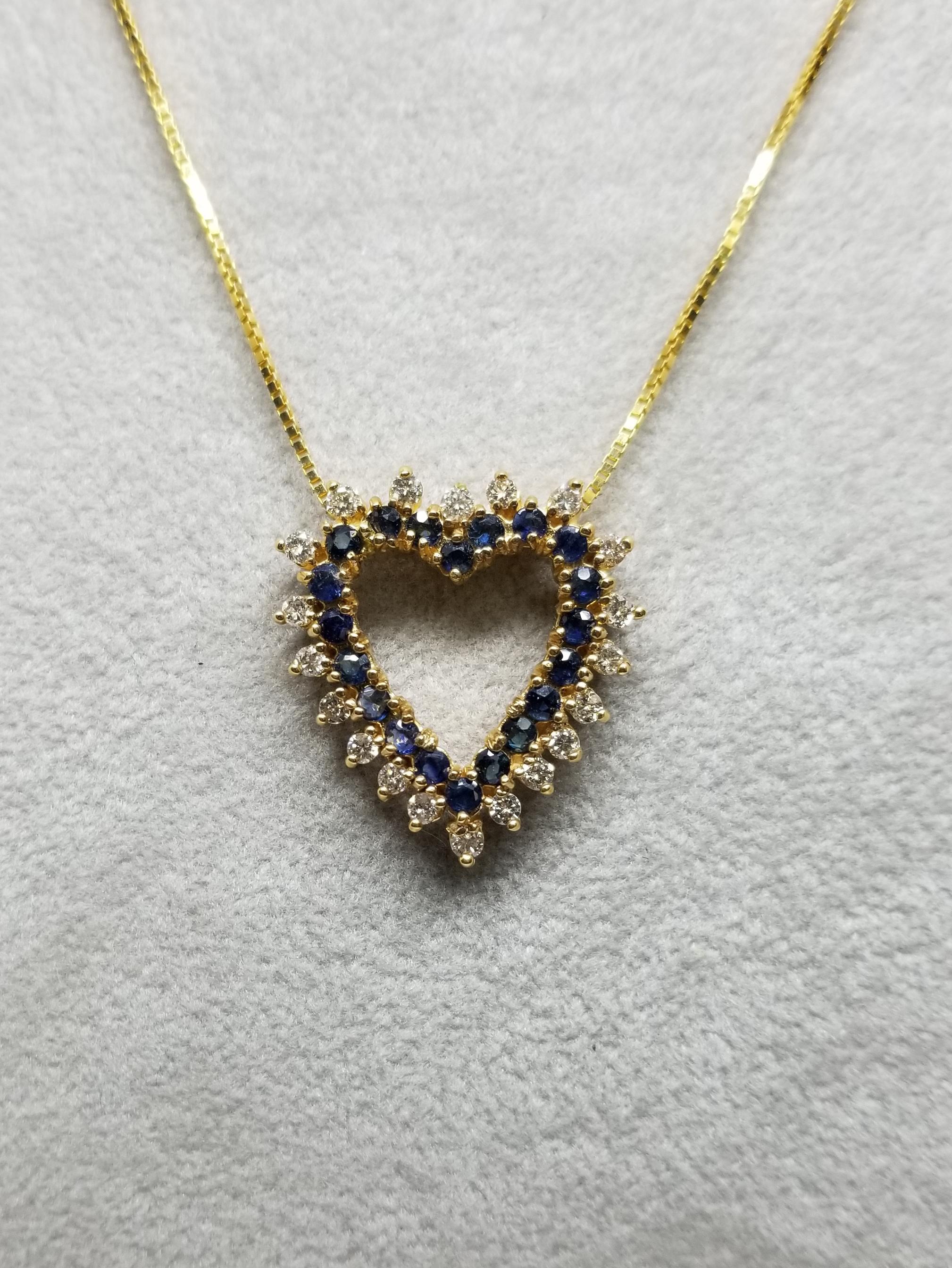 diamond and sapphire heart necklace